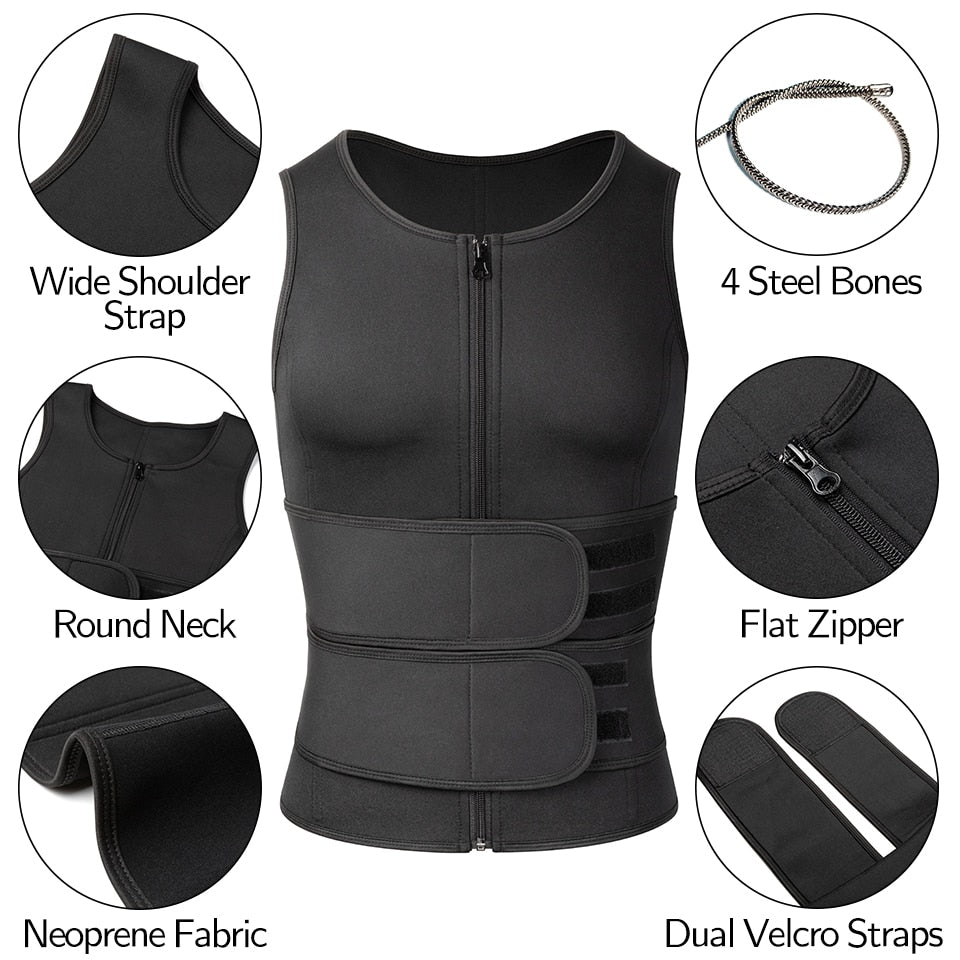 "Men's Fat Burning Vest" Sauna Suit/Sweat Vest/Slimming Under-armour/Weight Loss/Fat Burner Workout Vest