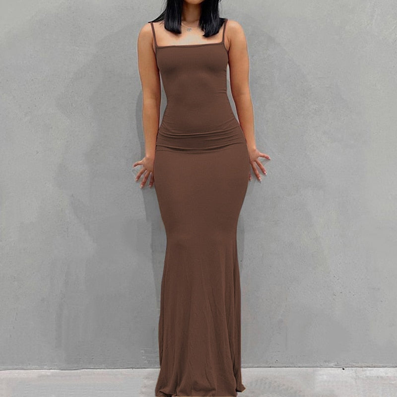 "Vicky Slide Bodycon" Sleeveless Backless Long Maxi Dress