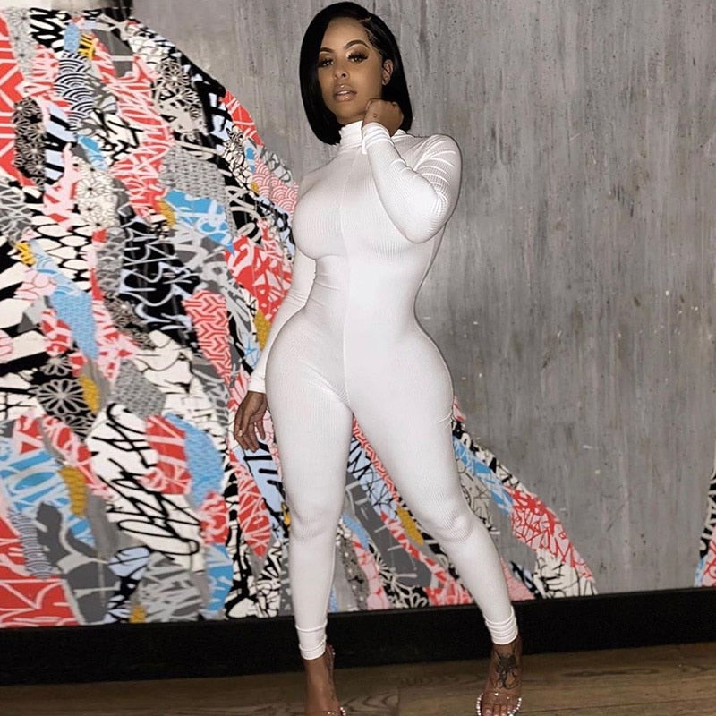 "Brittany Jumpsuit" Ribbed Turtleneck Luck Jumpsuit