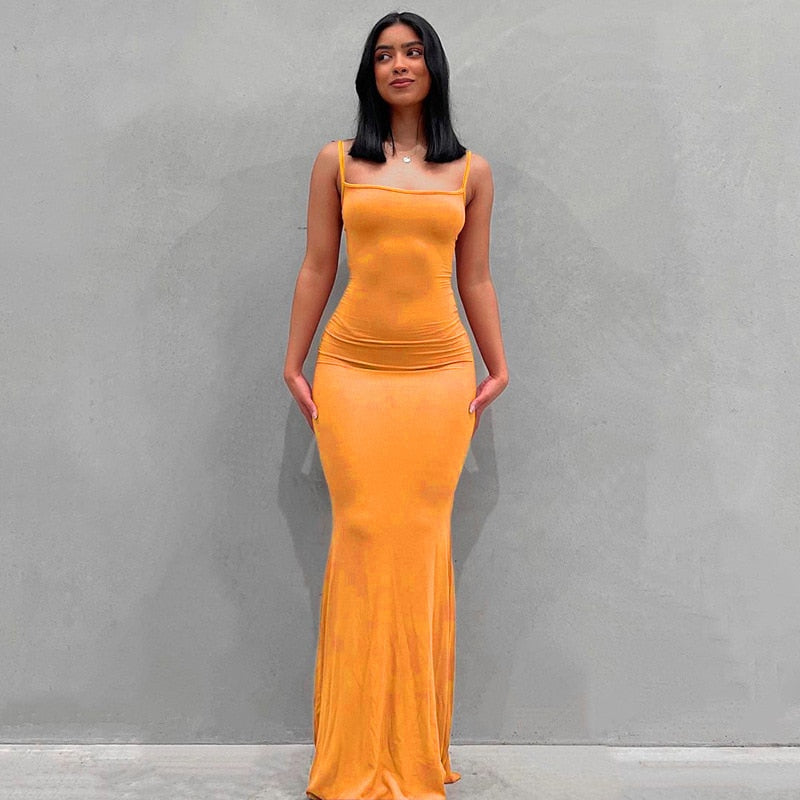 "Vicky Slide Bodycon" Sleeveless Backless Long Maxi Dress