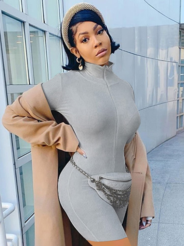 "Brittany Jumpsuit" Ribbed Turtleneck Luck Jumpsuit