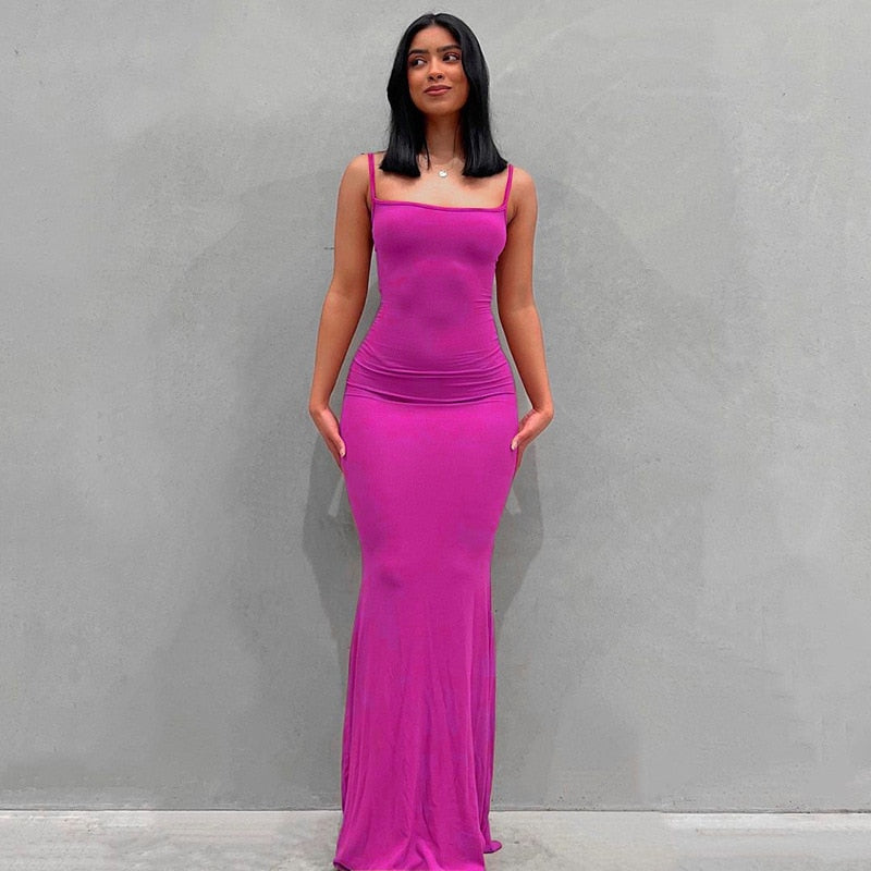 "Vicky Slide Bodycon" Sleeveless Backless Long Maxi Dress