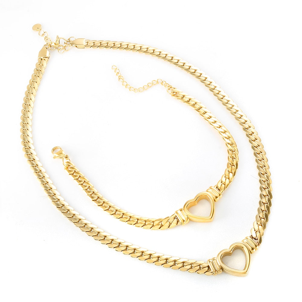 "Golden Goddess" Gold-Plated Luxury Love Heart-Shaped Jewelry