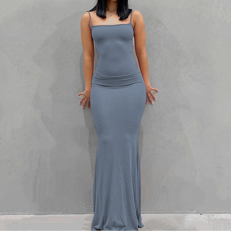 "Vicky Slide Bodycon" Sleeveless Backless Long Maxi Dress