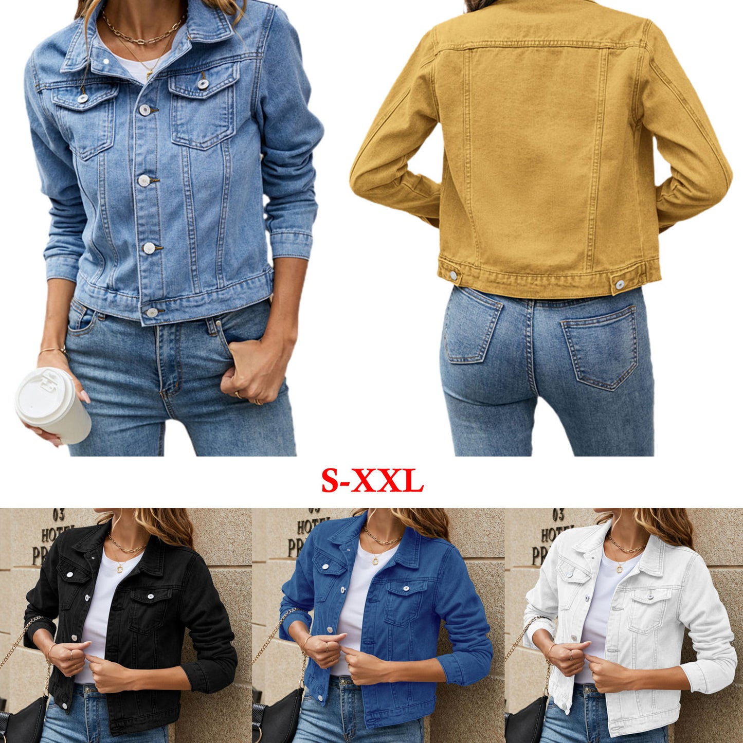 "Jeanie Jacket" Long Sleeve Solid Button Down Chest Pocket Jean Jacket