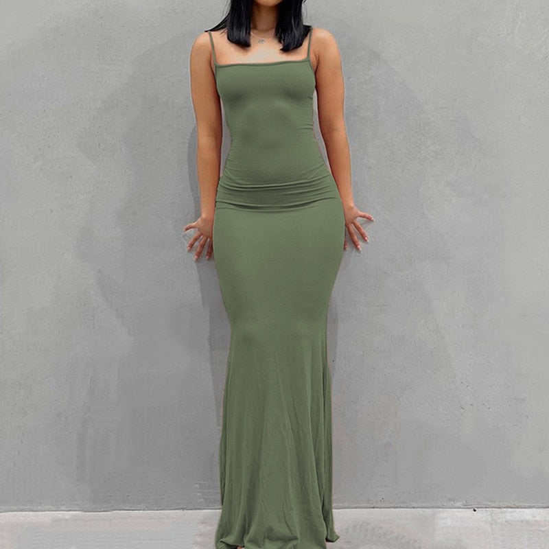 "Vicky Slide Bodycon" Sleeveless Backless Long Maxi Dress