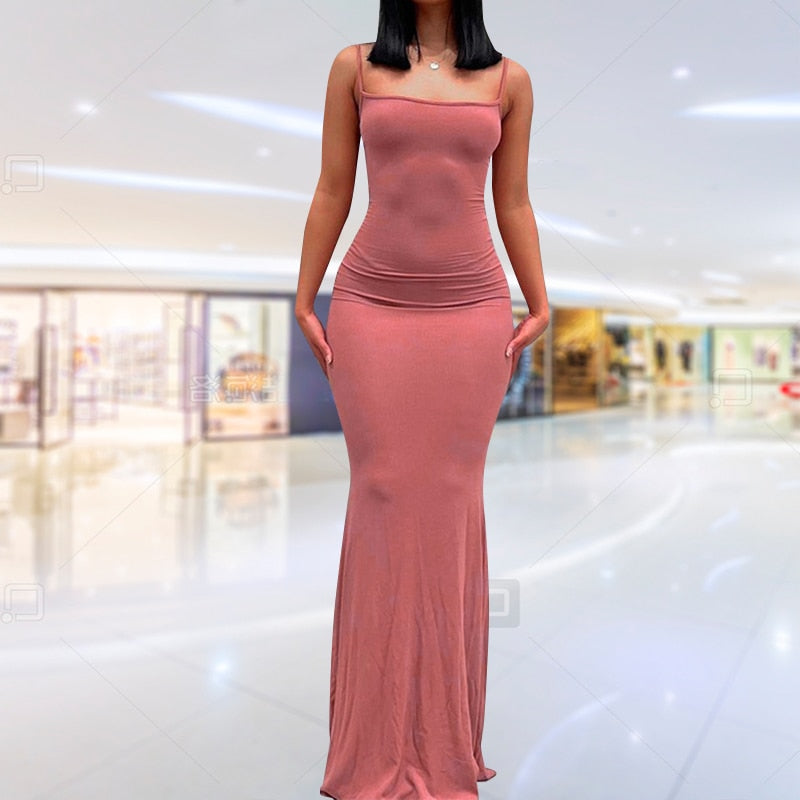 "Vicky Slide Bodycon" Sleeveless Backless Long Maxi Dress
