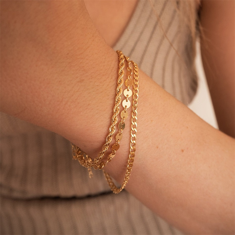 "Bermuda Gold Bracelet" Cuban Chain Bracelet Jewelry