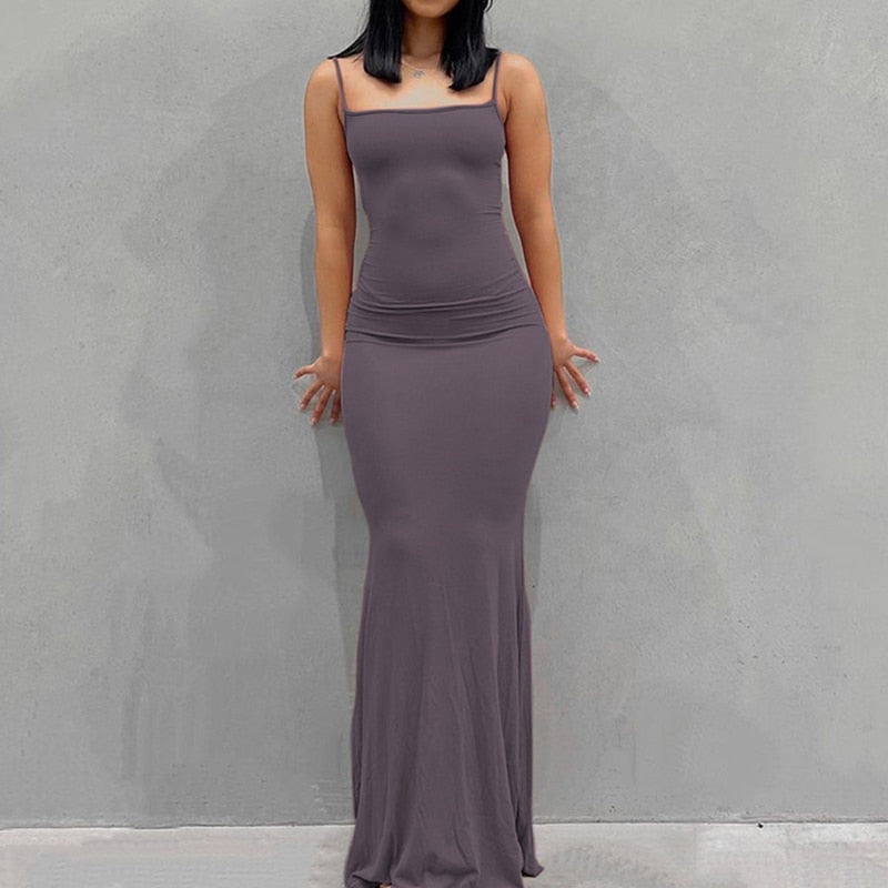 "Vicky Slide Bodycon" Sleeveless Backless Long Maxi Dress