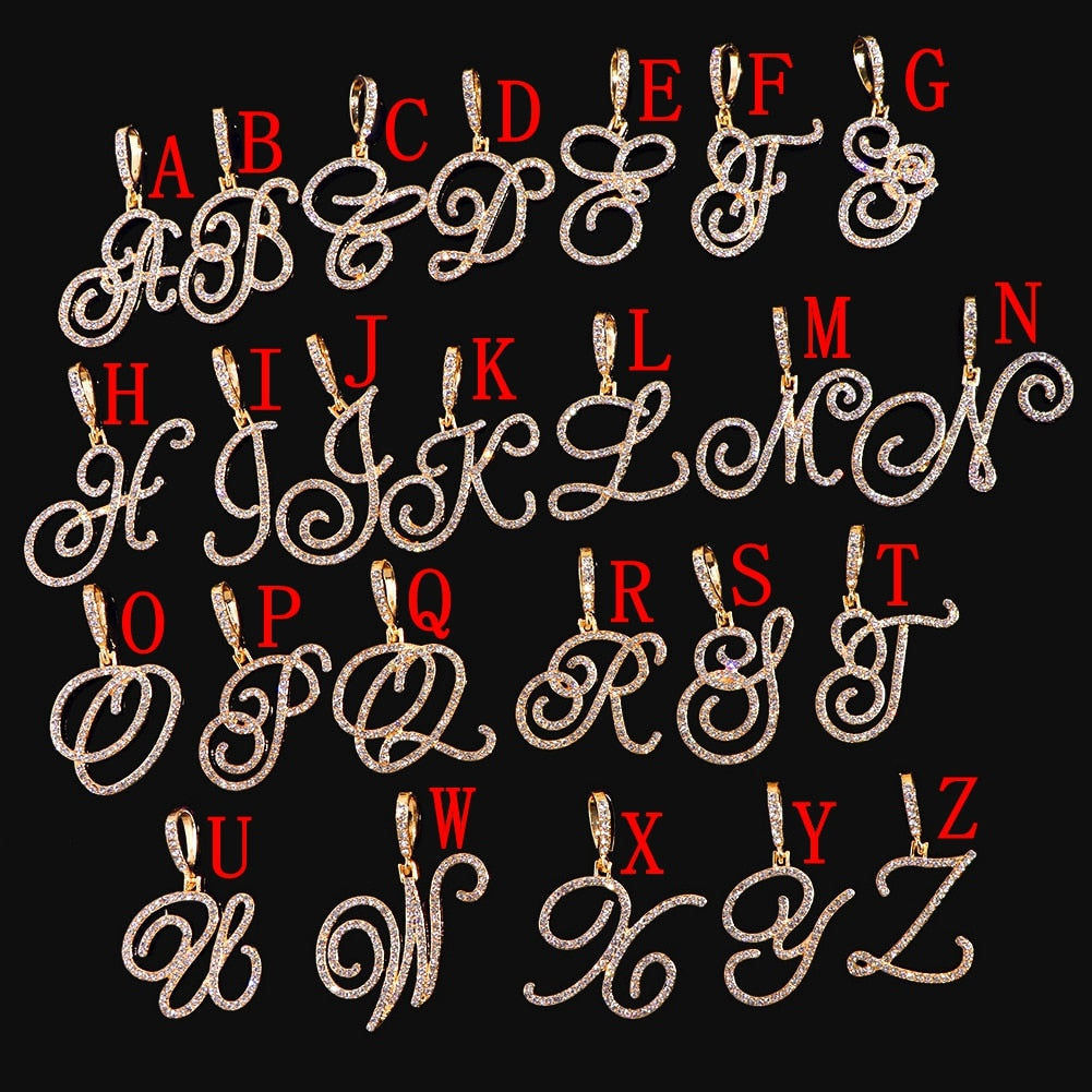 "Miss Shine" Fashion Cursive A-Z Initial Zircon Bling Crystal Tennis Anklet