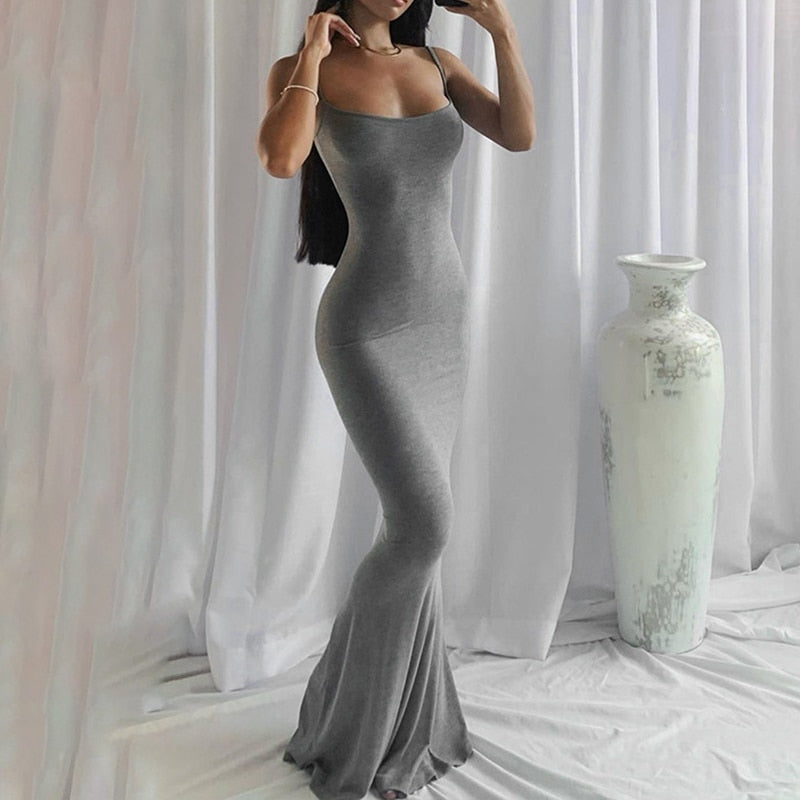 "Vicky Slide Bodycon" Sleeveless Backless Long Maxi Dress