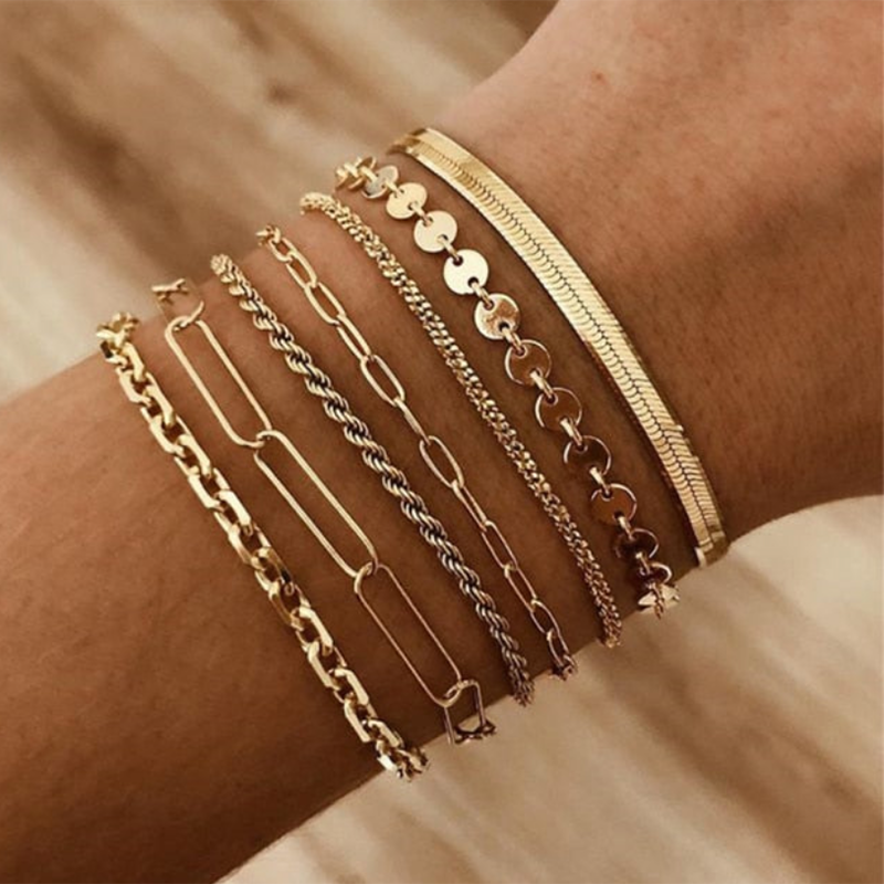 "Bermuda Gold Bracelet" Cuban Chain Bracelet Jewelry