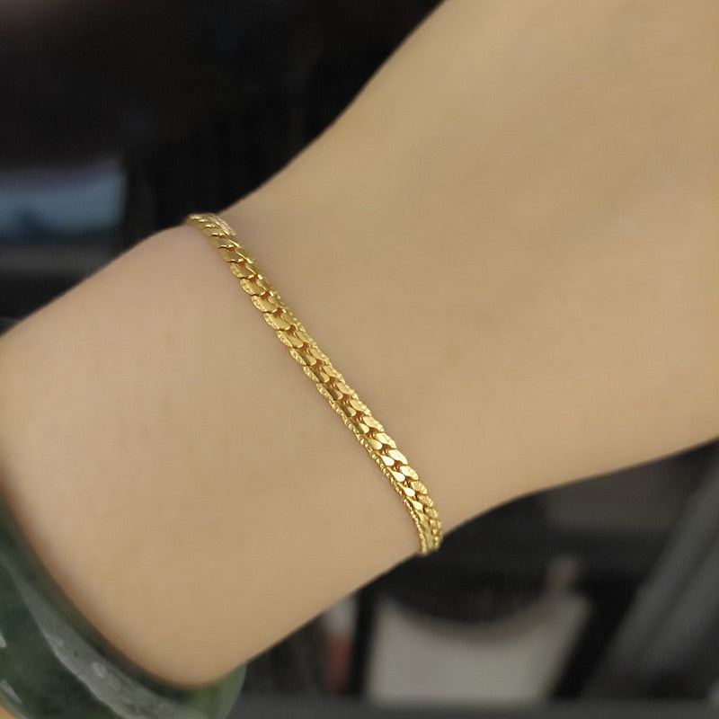 "Bermuda Gold Bracelet" Cuban Chain Bracelet Jewelry