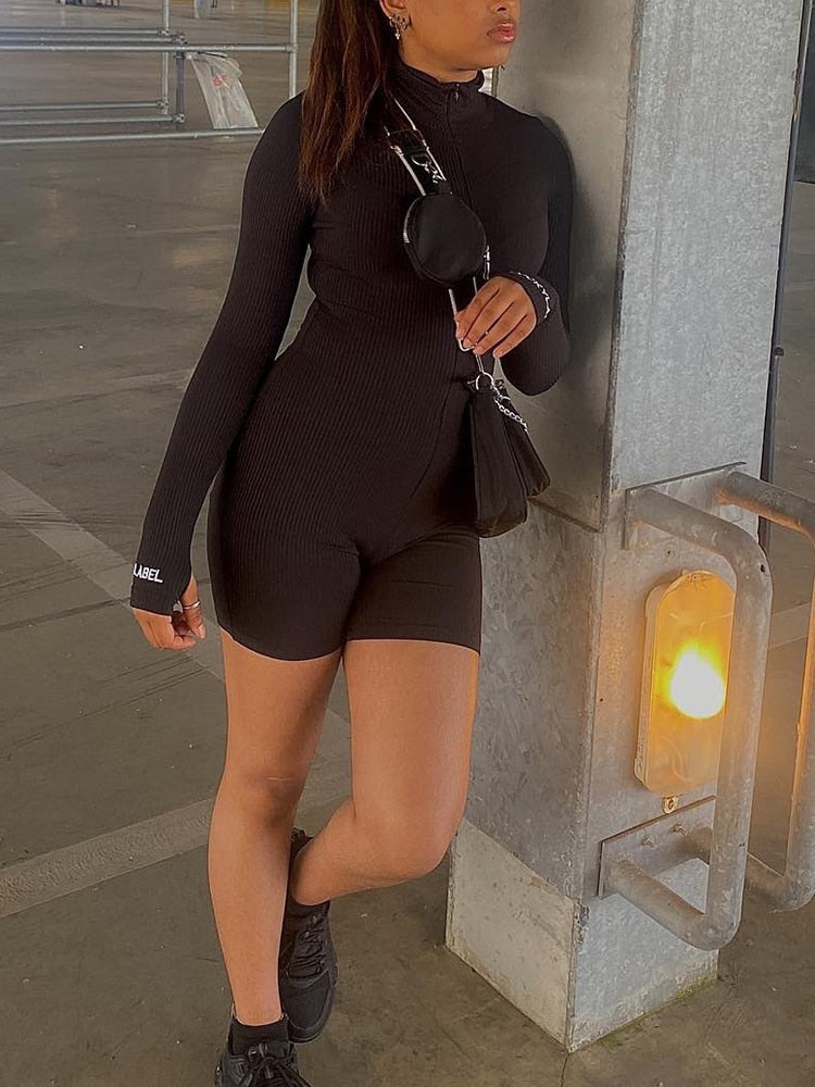 "Brittany Jumpsuit" Ribbed Turtleneck Luck Jumpsuit