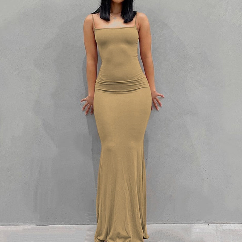 "Vicky Slide Bodycon" Sleeveless Backless Long Maxi Dress