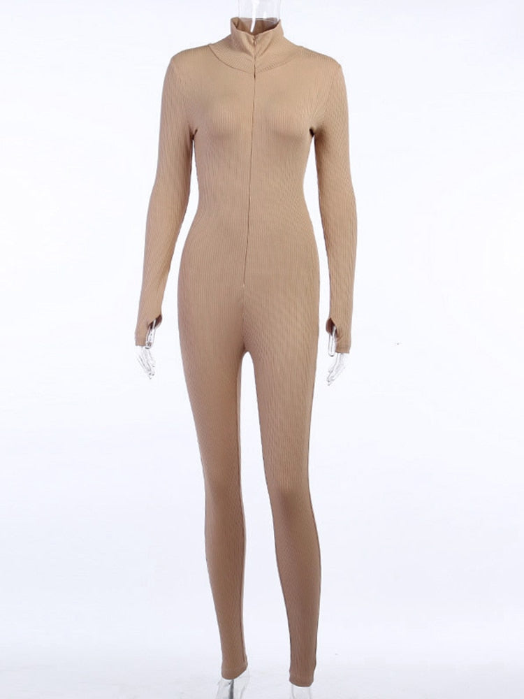 "Brittany Jumpsuit" Ribbed Turtleneck Luck Jumpsuit