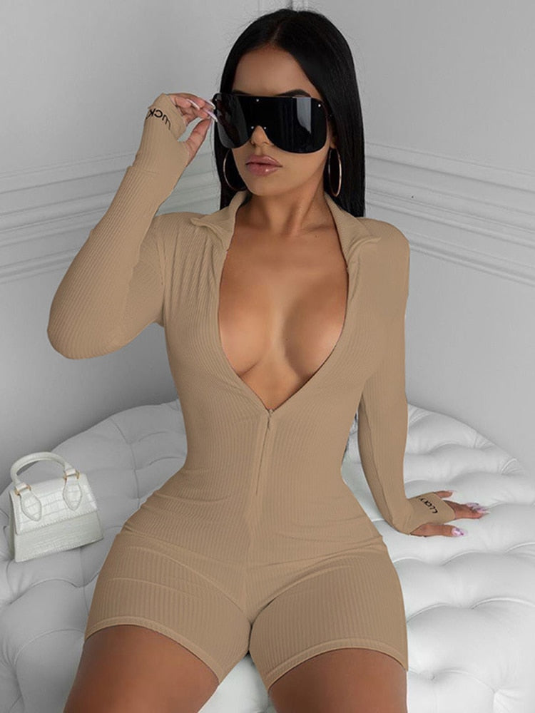 "Brittany Jumpsuit" Ribbed Turtleneck Luck Jumpsuit