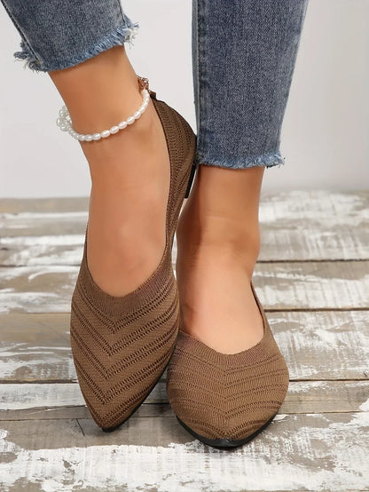 "Neicyy Flats" Solid Color Knitted Slip on Casual Ballet Flats