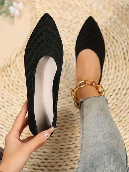 "Neicyy Flats" Solid Color Knitted Slip on Casual Ballet Flats