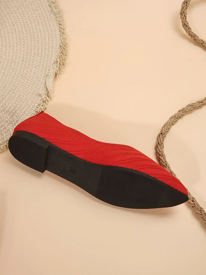 "Neicyy Flats" Solid Color Knitted Slip on Casual Ballet Flats