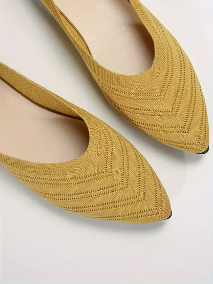 "Neicyy Flats" Solid Color Knitted Slip on Casual Ballet Flats