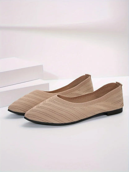 "Neicyy Flats" Solid Color Knitted Slip on Casual Ballet Flats