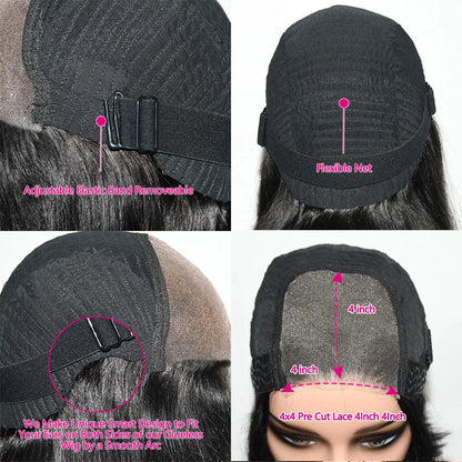 "Chrissy" Glueless Bob Transprent 4x4 Lace Closure Human Hair Wig