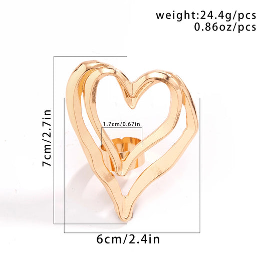 "Love Large Double Heart Ring"