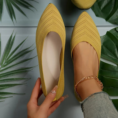 "Neicyy Flats" Solid Color Knitted Slip on Casual Ballet Flats