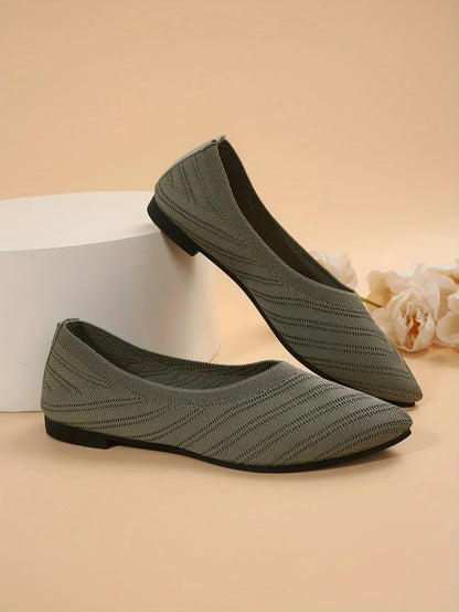 "Neicyy Flats" Solid Color Knitted Slip on Casual Ballet Flats