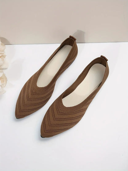 "Neicyy Flats" Solid Color Knitted Slip on Casual Ballet Flats