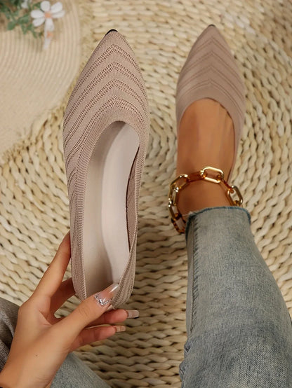 "Neicyy Flats" Solid Color Knitted Slip on Casual Ballet Flats