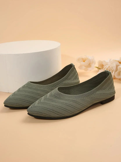"Neicyy Flats" Solid Color Knitted Slip on Casual Ballet Flats