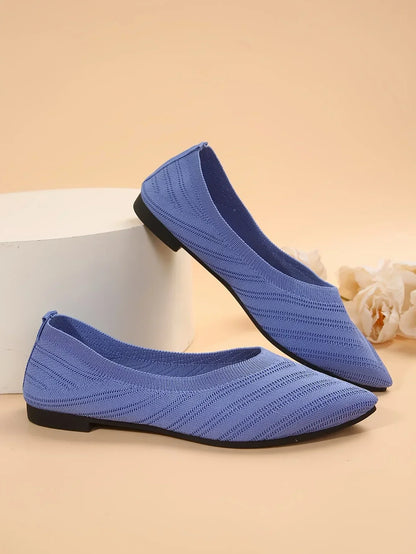 "Neicyy Flats" Solid Color Knitted Slip on Casual Ballet Flats