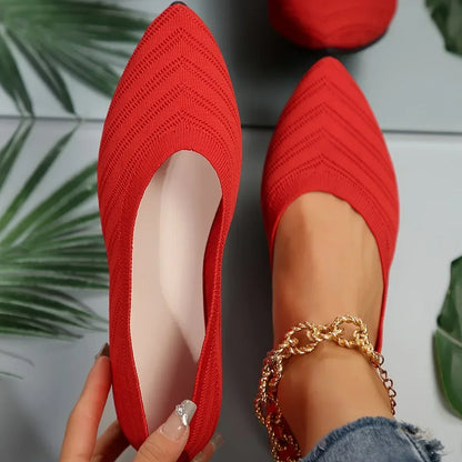 "Neicyy Flats" Solid Color Knitted Slip on Casual Ballet Flats