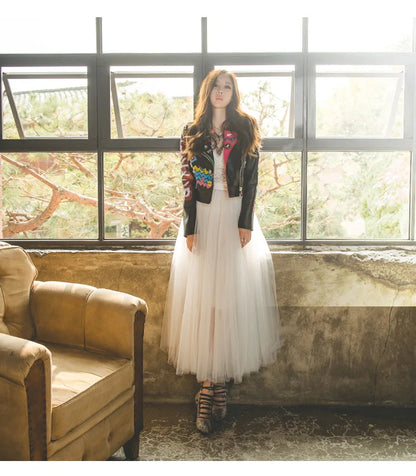 "Vintage Lady" Tulle Skirt Women Elastic High Waist  A-line Tutu Skirt