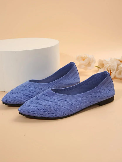 "Neicyy Flats" Solid Color Knitted Slip on Casual Ballet Flats