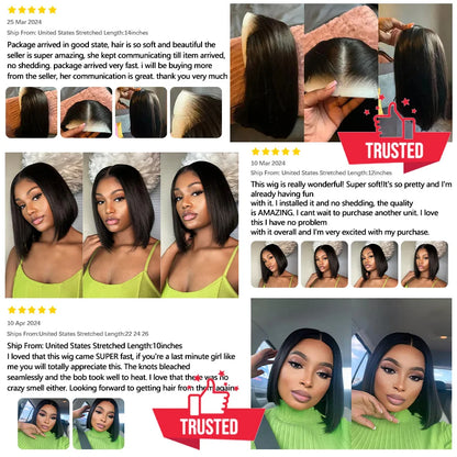 "Chrissy" Glueless Bob Transprent 4x4 Lace Closure Human Hair Wig