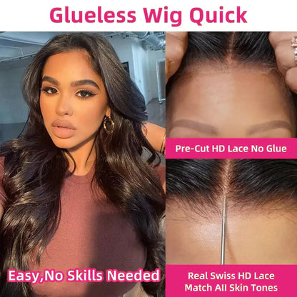 "Teresa Love" Wear And Go Glueless Preplucked Brazilian Body Wave 13x6 HD Lace Frontal Human Hair Wig