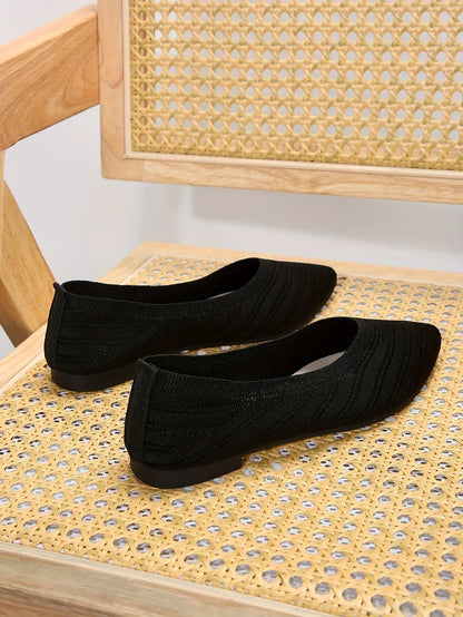 "Neicyy Flats" Solid Color Knitted Slip on Casual Ballet Flats