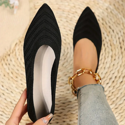 "Neicyy Flats" Solid Color Knitted Slip on Casual Ballet Flats