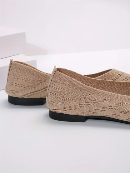 "Neicyy Flats" Solid Color Knitted Slip on Casual Ballet Flats