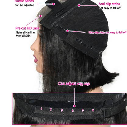"Chrissy" Glueless Bob Transprent 4x4 Lace Closure Human Hair Wig