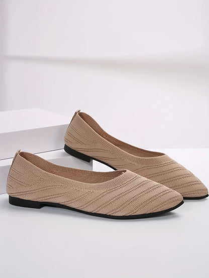 "Neicyy Flats" Solid Color Knitted Slip on Casual Ballet Flats