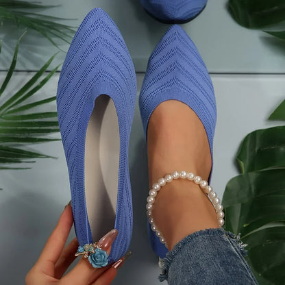 "Neicyy Flats" Solid Color Knitted Slip on Casual Ballet Flats