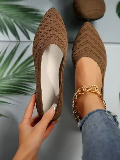 "Neicyy Flats" Solid Color Knitted Slip on Casual Ballet Flats