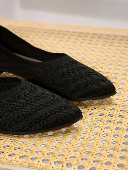 "Neicyy Flats" Solid Color Knitted Slip on Casual Ballet Flats