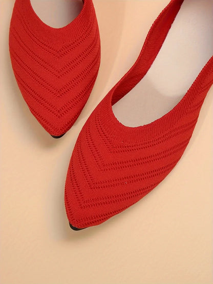 "Neicyy Flats" Solid Color Knitted Slip on Casual Ballet Flats