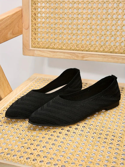 "Neicyy Flats" Solid Color Knitted Slip on Casual Ballet Flats