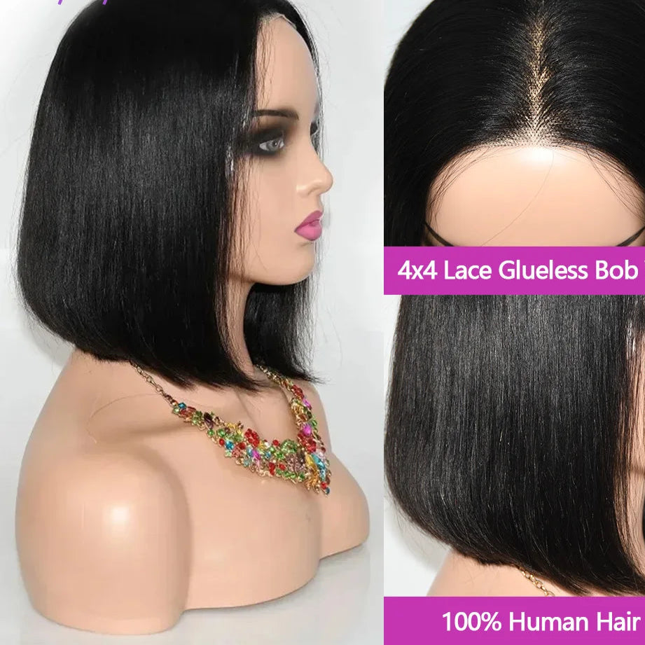 "Chrissy" Glueless Bob Transprent 4x4 Lace Closure Human Hair Wig